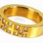 IP Gold Plated Stainless Steel Wedding Ring With Crystals