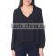 Womens Casual fashion blouses 2017 new designs long sleeve V Neck loose blouses for girls