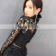 ladies formal wear women long sleeve black pelpum lace turtleneck dresses