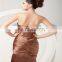 Unique Design Elegant Mermaid Strapless Sleeveless Brown Ruched Lace-up Mother Of The Bride Dress