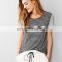 Yihao fashion Slub stripe contrast-sleeve tee shirt O-neck short sleeve custom tee shirts