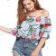 1/2 Sleeve Floral Print Off Shoulder Casual Women’s Top Blouse
