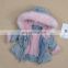 2020 winter children's girls fashion warm fur denim coat