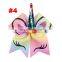 7Inches Girls Unicorn Horn Hairbands Kids Large Hair Bows with flower Glitter