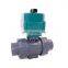 CTF-001 DN32 DN25 UPVC double union thread DC24V CR04 normally close motorized PVC plastic ball valve