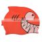 Wholesale High Quality Durable Elastic Waterproof Color Choose Lovely Cartoon Shark Shaped Silicone Children Swimming Cap