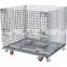 Heavy duty industrial warehouse foldable zinc metal wire mesh container