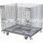 Collapsible metal wire mesh storage cage container/whole sale price foldable collapsible steel storage cage wire mesh container