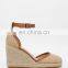 Ladies unique design ankle strap round toe wedges women heels sandals shoes