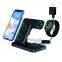 Factory supply 3 in 1 folding wireless charger stand 15W wireless fast charging  power station for smart phone watch earphone