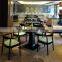 Shangdian furniture factory 4 seater solid wood base glass top dining table design