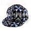 Punk Rock Flower Printed PU Leather Fabric Flat Hiphop Streetdance Cap