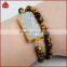 Boho White Onyx Jasper Gemstone Beaded Stretch Bracelet With Druzy Bar Stone