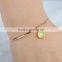 Vintage design aqua chalcedony cuff brass adjustable fashion gold bracelet