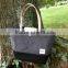 custom large canvs tote bag with leather handle
