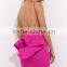 New design vibrant mini dress/round open back V neckline women evening dress