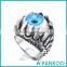 Men's sterling silver Black Blue White Skull Dragon Claw Evil Devil Eye Ring