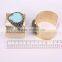 Fashion Metal Brass Gold Plated Bangles, Natural Turquoise Gem stone Bangles, with Pave Crystal Druzy Bangles