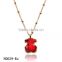Guangzhou biggest wholesale fashionable gold long chain red crystal necklace with bear pendant