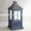 Decorative Indian Lantern | Blue Finish Wooden Lantern With Metal Top