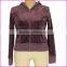 Wholesale purple color and plain high quality women velvet hoodies