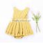 2017 new design Hot sale summer dress 2017 wholesale cotton clothing boutique custom kids sleeveless baby little girl gold dress