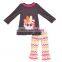 Girls boutique thanksgiving outfits turkey embroidery colthing and color stripe pants kids sets