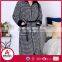 Houndstooth printed coral fleece long style zipper reversible bathrobe