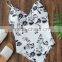 Print Halter Bikini Set Recycled Fabric Bikini Open Back One Piece Swimwear
