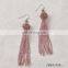Magenta Glass Beaded Tassel Earrings