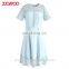 Women Elegant Short Sleeve Flower Lace Embroidered Crochet Dress in Blue