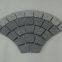 Black Grey Granite Cobble Stone Brick Fan Shape Outdoor Road Heavy Duty Mesh Backside Paving Stone Tiles