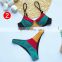 Patchwork push up underwire bra bikini swimsuit bandage hollow out swimming bathing suit beachwear hight waist swimwear