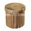 RTS hot sell wood like carton printing polyester folding stool for kids children storage ottoman round chair in living room