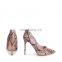 New arrival brown snake print color design ladies high heels pumps sandals shoes women dress shoe