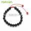 8mm Round Black Agate Bracelet 21 Smooth Round Beaded Handmade Jewelry for Ladies SBR113