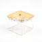 Transparent Plastic Cotton Swabs Organizer Storage Box Pop Up Cotton Swab Holder with Bamboo Lid