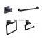 Matte Black China home wall mounted 4 pieces hardware set towel holder rack stainless steel accessory bathroom fittings shower