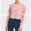 Autumn Winter New Long Sleeve Jacquard Knit Sweatshirt Fitness Ladies Woman Yoga Gym Crop Tops Fashionable Pullover
