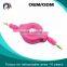 2015 Hot selling new product retractable male to male stereo audio cable for car