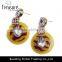 Crystal jewelry yellow sheet round dangle earrings jewelry punk style jewelry 2016