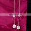 925 Sterling Silver GP Austria Crystal CZ Ball Lady Dangle Earrings Line Studs