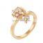 Fashion Jewelry Women Flowers Shaped Ring Clear Rhinestone Gold Plated