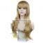 New Arrival Long wavy Curly Blonde Hair Wigs Heat Resistant Synthetic Hair Wig with full Bangs Color 613#