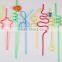 V-DS-01 Funny Custom Cartoon Shape Hard Plastic Drinking Juice Straw