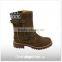Cow Suede Spanish Leather Boots With Button
