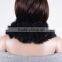 Black women fur scarf with rabbit fur/knitted rabbit fur scarf for girls KZ150125