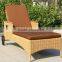 New Arrival Rattan Sun Lounger with Wheel Embossed Skid Resistant Garden Furniture Chaise Lounger