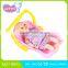 14 inch lovely sleeping music baby doll+cradle with music and light