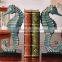 handmade mass production cute blue sea horse bookend